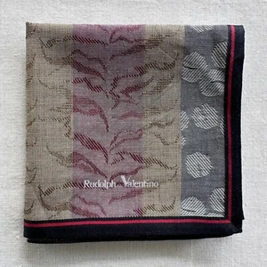 Handkerchief Vtg Fabric Woven Abstract Leaves Vertical Striped Pocket Square 18" - Picture 1 of 3