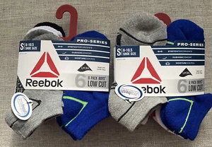 (2) Packs Reebok Boy's Pro Series Low Cut Socks, 6 Pack  Size 6-10.5 Shoe - Picture 1 of 3