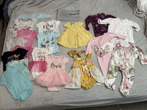 3-6 Monate Baby Mädchen Kleidung Paket (20 Teile) Blumen Tiere rosa Footies - Bild 1 von 17