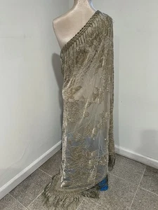 GREEN Silk Chiffon Velvet Burnout Scarf 40”x40” Wide - Picture 1 of 6