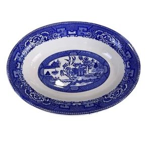 Vintage Homer Laughlin Blue Willow Oval Serving Bowl Dish 9" x 6.75" - Picture 1 of 5