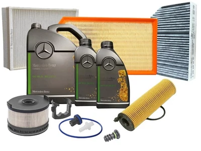 Mercedes-Benz Genuine Service Kit Engine Oil 7L 5W30 Oil Pollen Air Fuel Filters - Image 1 of 4