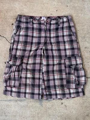 Pantalones Cortos Carga A Cuadros De Colección Y2K Para Hombre Talla 32 Sueltos Patinador Hip Hop Ropa de Calle Años 90 Foto 1 de 4