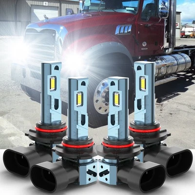 For Mack Granite GU713 9005 9006 LED Headlight Combo Bulbs 6500K High Low 4 Pack - Image 1 of 4