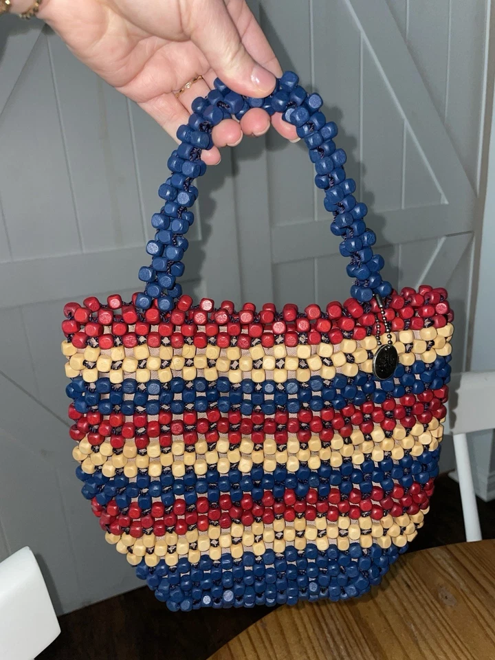 Bolso de Mano Pequeño THE SAK Montara Madera Cuentas ROJO AZUL Y TOSTADO NUEVO SIN ETIQUETAS Foto 1 de 4