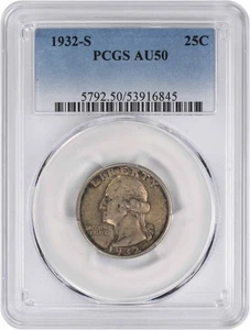 1932-S Washington Silver Quarter AU50 PCGS - Picture 1 of 2
