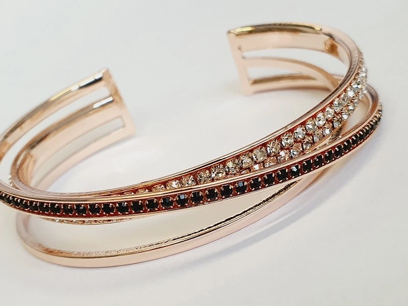 Armreif rosévergoldet Schmucksteine weiß/schwarz X799 - Bild 1 von 1