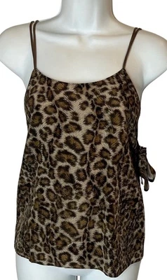 NEW Helmut Lang  Silk Top Size XS Animal Print Wrap Bow Ties Strappy NWT $320 - Image 1 of 4