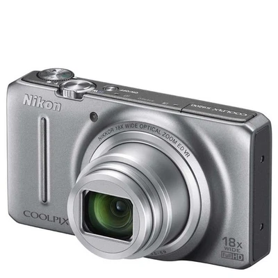 Nikon COOLPIX S9200 Vintage Digital Camera Silver 16MP 18x Optical，Time Lapse - Image 1 of 4