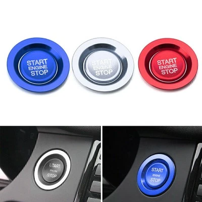 Botón de arranque de motor plateado sin llave con anillo para encendido Land Rover y Jaguar Foto 1 de 3