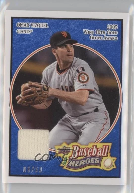 2008 Upper Deck Baseball Heroes Navy Blue Memorabilia /50 Omar Vizquel #151 - Image 1 of 2