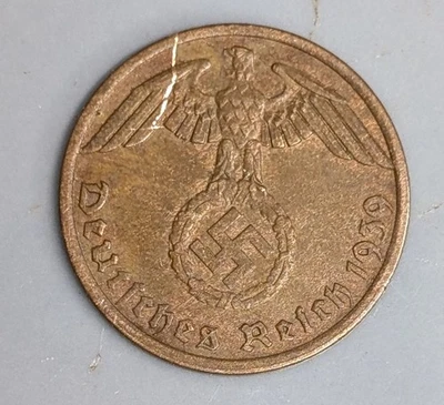 WWII NAZI ERA GERMANY 1939 German 1 Pfennig coin (#C7206) - image 1 of 2