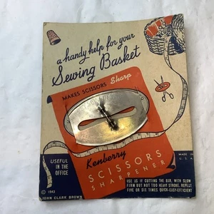 Vintage Kenberry Scissors Sharpener On Advertising Card 1943 - Picture 1 of 4