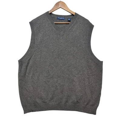 John Ashford Cashmere Sweater Vest Mens 2XL Gray Knit Sleeveless V-Neck Pullover - Image 1 of 4