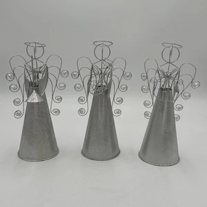 Pier 1 Weihnachten 3 Metall Silber Glitzer Kegel Engel - seltenes Set! - Bild 1 von 24