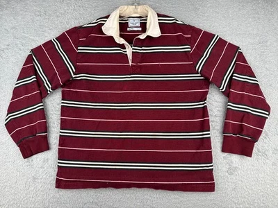 Polo Marc Ecko Hombre Grande Rojo Blanco Rayas Algodón Rugby Manga Larga LEER Foto 1 de 4