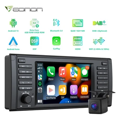 Für BMW E39 Android 13 E39A12S 7" 8-Kern Autoradio Navi Navigation CarPlay DAB+ - Bild 1 von 4