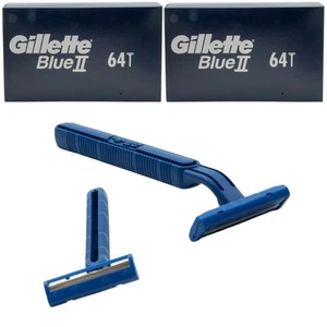 Gillette Blue II Rasierer Einweg Einwegrasierer 2 x 64 Stück 2 Klingen - Picture 1 of 4