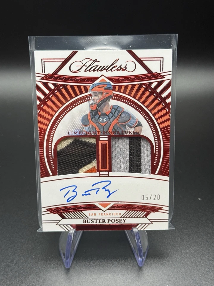 Parche Panini Flawless Buster Posey 2023 automático/20 Giants Limelight Signatures SSP Foto 1 de 2