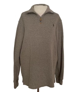 Polo Ralph Lauren Pullover Herren Medium 1/4 Zip Pulli Beige Oliv Pony Logo - Bild 1 von 12