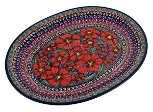Piatto grande ovale in ceramica polacca 13 1/2" L x 10 1/2" W di Zaklady Boleslawiec - Foto 1 di 4