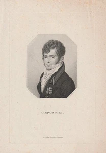 c1820 Gaspare Spontini * Komponist Dirigent Italien Musiker Kupferstich-Porträt - Picture 1 of 1