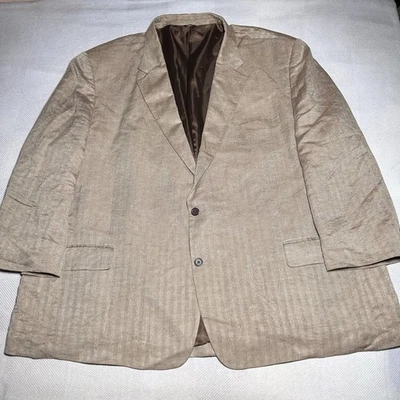 Blazer Oak Hill Para Hombres 64R Espiga Dorado Marrón Mezcla de Lino Chaqueta de Dos Botones Foto 1 de 4