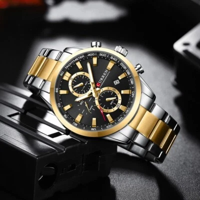 CURREN Relojes Hombre Marca Superior Acero Reloj Pulsera Calendario Fecha Cuarzo Reloj Deportivo Foto 1 de 4