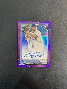 2024 Bowman Draft Trey Yesavage 1st Purple Refractor Auto 051/250 BJKOP - Bild 1 von 5