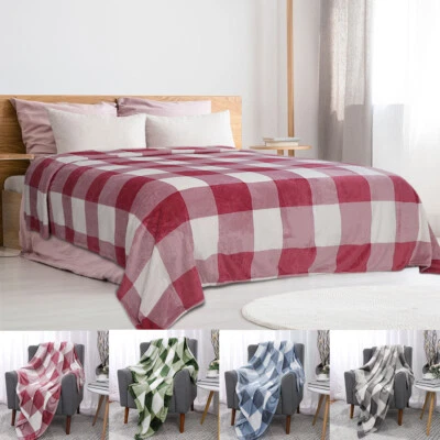Plaid Buffalo Checker Christmas Blanket Soft Plush Fleece for Sofa Bed - Image 1 of 4