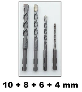 4 tlg 10 + 8 + 6 + 4 mm BOSCH SDS Quick Betonbohrer SET Hammerboher UNEO Stein - Bild 1 von 3