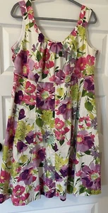 Dressbarn Floral Pink Purple Sleeveless Summer Career Dress Plus Size 18 - Picture 1 of 2