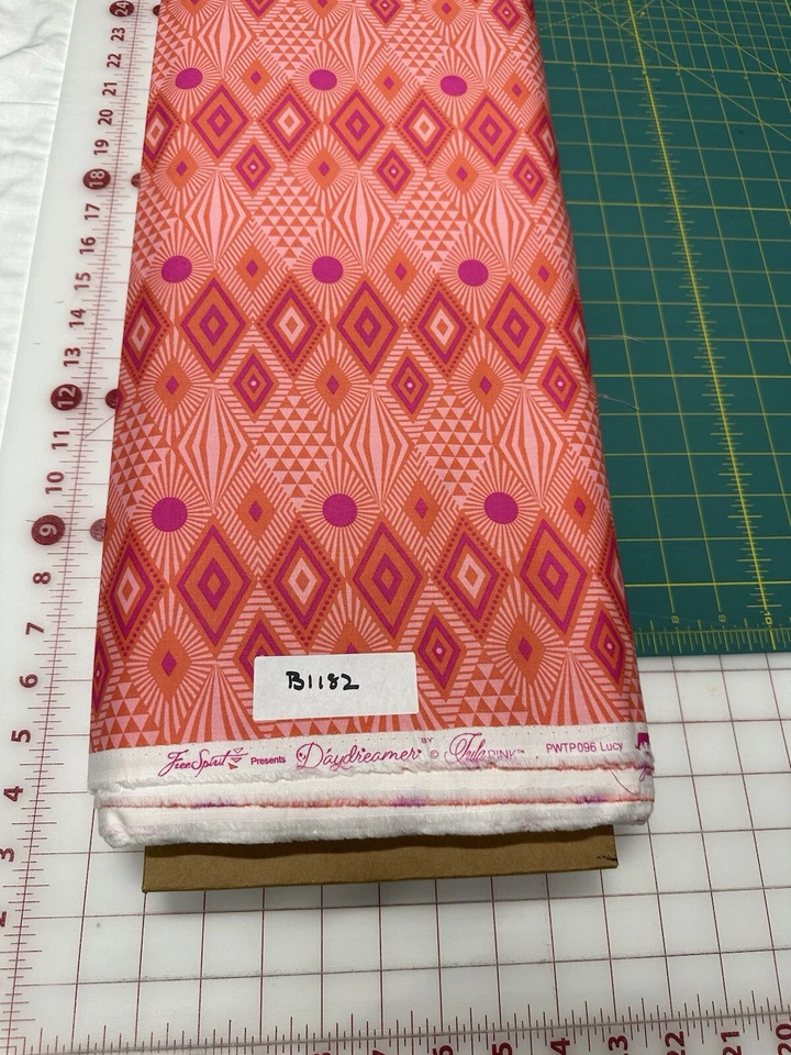 Tula Pink Daydreamer Diamonds Lucy Pink Cotton Quilt Fabric Half Yard