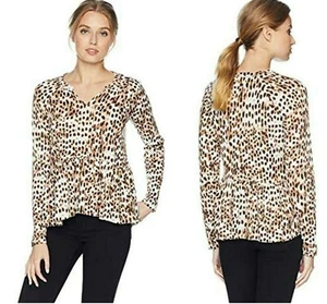 WILLIAM RAST GRYPHON PRINT PEPLUM MARSHMALLOW SOFT CHEETAH TOP Sz XL NWT $ 70 - Picture 1 of 1