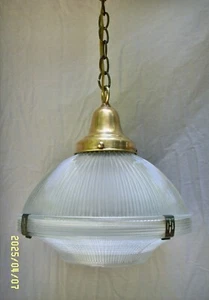 VINTAGE 1930'S HOLOPHANE PENDANT CEILING LIGHT FIXTURE ART DECO ANTIQUE - Picture 1 of 15
