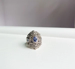 Vintage SARNA 925 Sterling Silver Blue Gemstone Ring - Picture 1 of 5