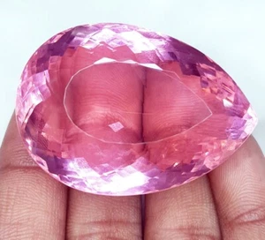 Pink Amethyst 210+ Ct Certified Loose Gemstone Transparent Pear Cut Gems Z489 - Picture 1 of 15