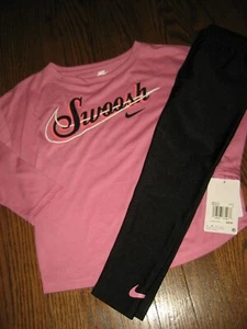 New girls Nike activewear legging lot top long sleeve 6 set 36M308-023 pink blk - Picture 1 of 1