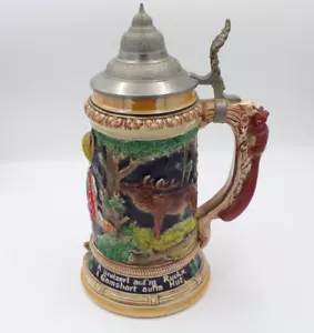 Vintage grande coperchio birra Stein manico scoiattolo 1,5 litri made in Germany - Foto 1 di 12