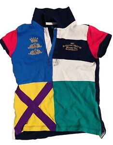 Girls Multi-color Ralph Lauren short sleeve polo shirt Sz M (8-10)