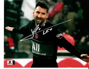 ¡IMAGEN RARA! "Paris Saint-Germain" Lionel Messi firmado a mano 10X8 color certificado de autenticidad - Imagen 1 de 2