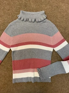 Tommy Bahama Sweater Girls M 7/8 Striped Knit Long Sleeve Ribbed Pullover - Picture 1 of 7