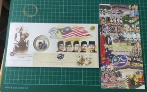 2007 50th Kemerdekaan Perdana Menteri Stamp FDC inlaid silver color Tun M coin - Picture 1 of 9