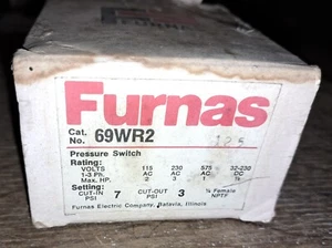 Furnas Pressure Switch 69WR2 NIB. - Picture 1 of 4