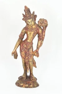 Bronze Crafted Tibetan Standing White Tara Goddess Buddha Statue Antique Peace - Picture 1 of 7