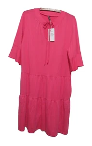 Neu mit Etikett Qincao Damen Kleid Größe L rosa Babydoll Stufen Rüschenärmel Taschen - Bild 1 von 8