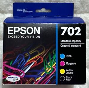 Epson 702 Black Cyan Magenta Yellow Ink Set T702120-BCS OEM Sealed Retail Box