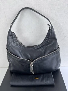 Fendi Leather Hobo Shoulder Bag Black - Picture 1 of 22