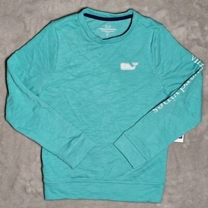 Vineyard Vines Slub Crew Neck Sweatshirt Aquinnah Aqua Small Whale Logo NWT - Picture 1 of 13
