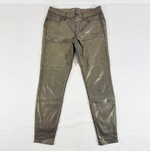 White House Black Market Womens 10 (Actual 33-35"x30") Gold Metallic Jeans Pants - Picture 1 of 6